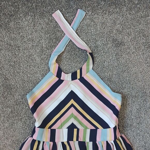 Iris & Ivy Size 14 100% Polyester Colorful Striped Halter Neckline Jumpsuit - Picture 3 of 9